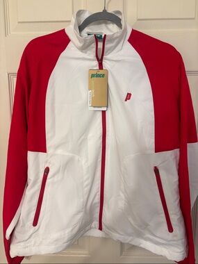 Prince Red and White Athletic Zip Wind Breaker